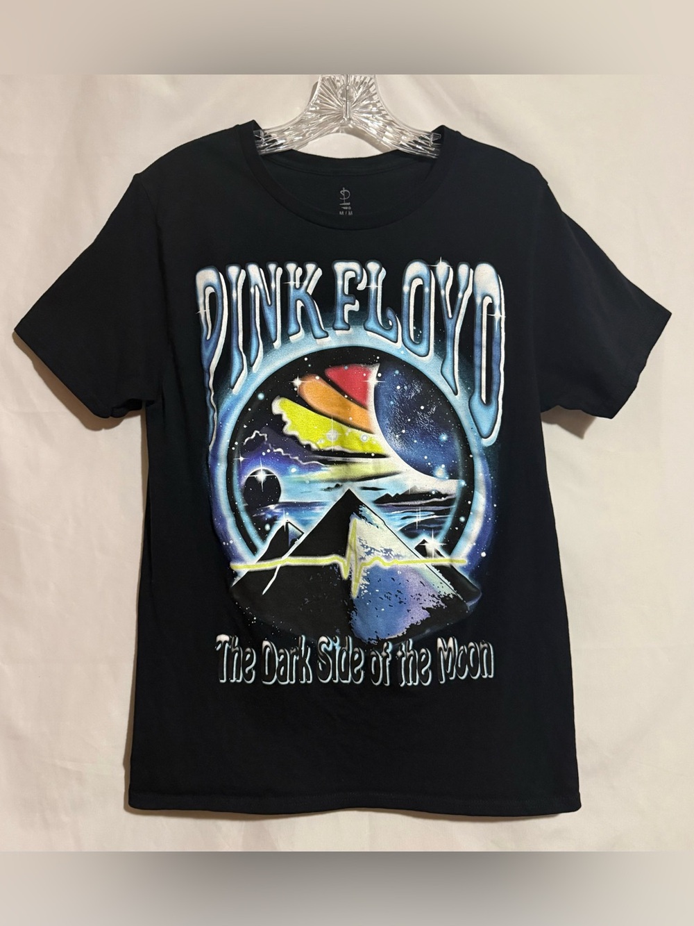 Pink Floyd Dark Side of the Moon Black Graphic T-Shirt, 100% Cotton, M